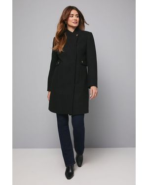 Wallis Stand Up Collar Coat - Black