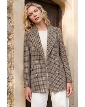 Roman Tweed Double Breasted Blazer - Brown
