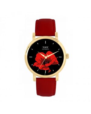 Toff London Tlws-46514 Ladies Poppy Flower Watch - Red