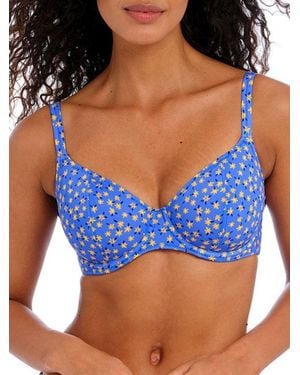 Freya Garden Disco Plunge Bikini Top - Blue
