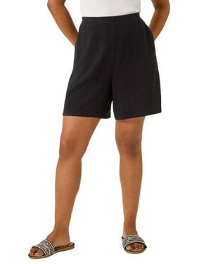 Roman Petite Linen Mix Elastic Waist Shorts - Black