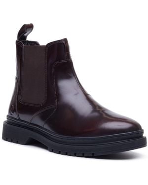 Hush Puppies Jamie Leather Bordeaux Boots - Blue
