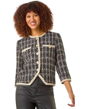 Roman Textured Check Pocket Jacket - Black