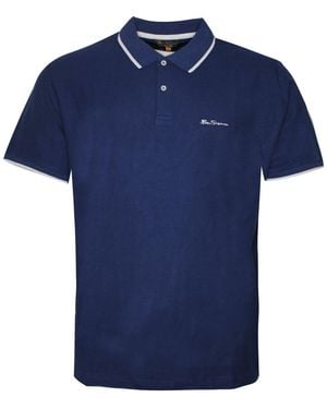 Ben Sherman Tipped Pique Polo Shirt Cotton - Blue