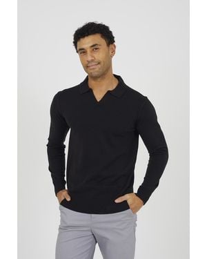 Brave Soul Trophy Neck Knitted Polo - Blue