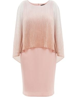Gina Bacconi Shyla Foil Cape Chiffon Cocktail Dress - Pink