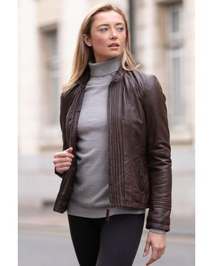 Ashwood Leather Real Mandarin Collar Jacket - Brown