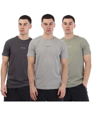 Nicce London Petras T-Shirt (Pak Van 3) /Lichtgrijs/Olijfgroen)