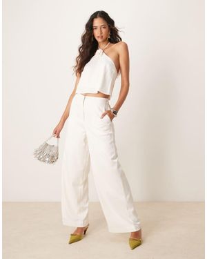 Y.A.S Wide Leg Satin Trouser Co-Ord - Natural