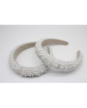 SVNX Pearl Headband With Assorted Sized Pearls Detailing - Black