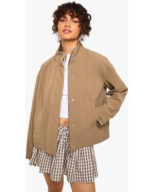 Boohoo Funnel Neck Faux Leather Jacket - Grey