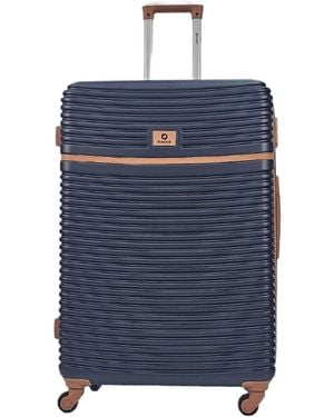 Infinity Leather Hardshell Cabin Suitcase Robust 4 Wheel Abs Luggage Travel Bag - Blue