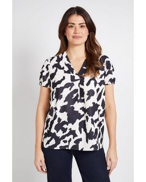 Wallis Animal Overhead Short Sleeve Blouse - White