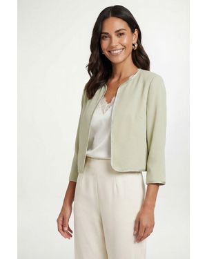 Wallis Woven Contrast Collarless Jacket - Green