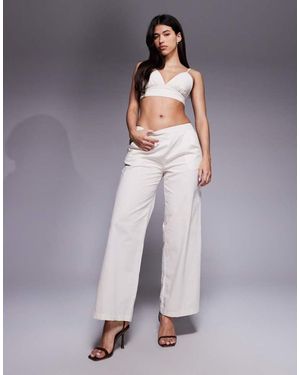 Missy Empire Linen Look Cropped Cami Bralette Co-Ord - Purple