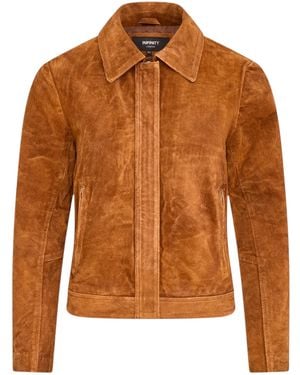 Infinity Leather Suède Leren Bomber Blouson Jas - Bruin