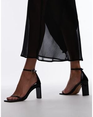 TOPSHOP Gus 2 Part Barely There Heeled Sandals - Black