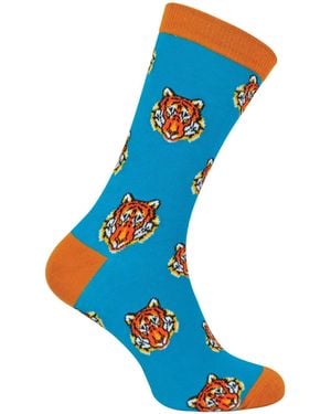 Mr Heron 1 Pack Novelty Dierenpatroon Bamboosokken - Blauw
