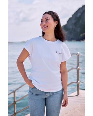Mountain Warehouse 'Holly' Logo T-Shirt With Turn Up Cuffs Cotton Breathable Summer Tee - White