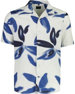 Olymp Overhemd Grafisch Geprint Korte Mouw - Blauw