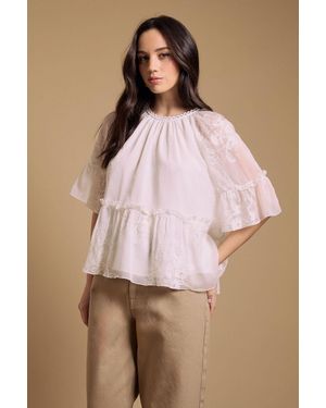 Oasis Chiffon Peplum Blouse - Pink