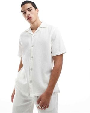 Only & Sons Relaxed Fit Waffle Shirt Co-Ord - White