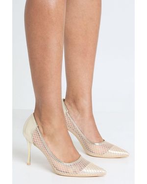 Boohoo Mesh Stiletto Court Shoes - Metallic