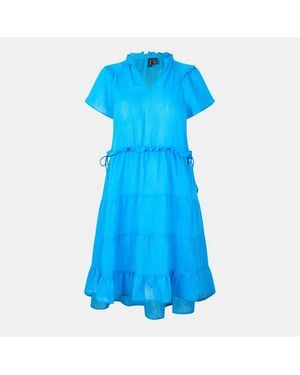 Vero Moda Luca Frill Mini Dress - Blue