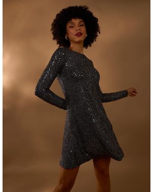 Blue Vanilla Sequin Swing Dress - Brown