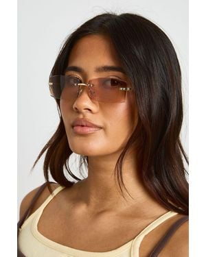 Boohoo Lens Chunky Aviator Sunglasses - Brown