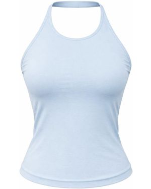 MixRay Backless Halterneck Knit Blouse - Blue