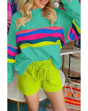 Azura Exchange Multi-Tripe Long Leeve Crewneck Weathirt - Yellow