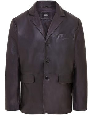 Infinity Leather 3 Button Italian Blazer Jacket - Grey