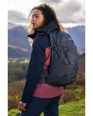 Mountain Warehouse 'Pace' Rucksack With Bottle Pocket Water Resistant Camping Backpack - Blue