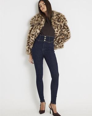 River Island Skinny Jeans Corset Denim Fabric Cotton - Blue