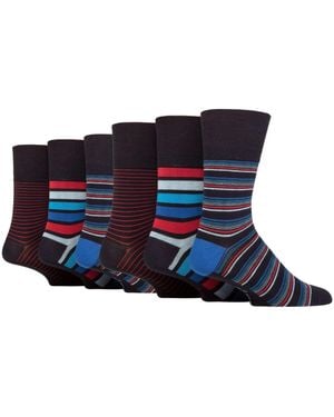 Gentle Grip 6 Pack Non Elastic Loose Top Bamboo Socks - Blue