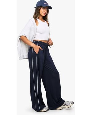 Boohoo Tricot Side Piping Straight Leg Jogger - Blue