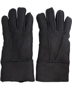 Infinity Leather Sheepskin Suede Gloves With Roll Up/Down Cuff - Black