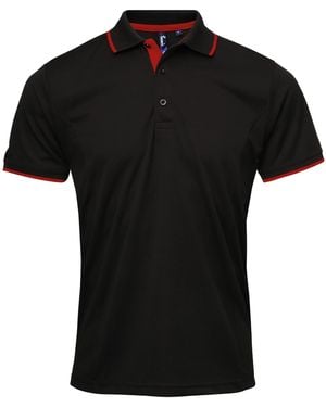 PREMIER Contrast Coolchecker Polo Shirt - Black