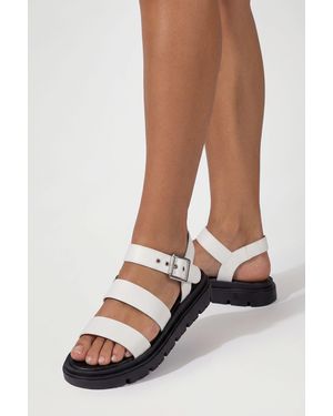 Boohoo Triple Strap Flatform Sandals - White