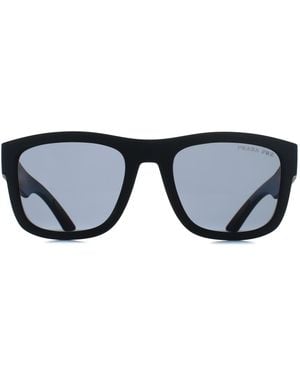 Prada Rectangle Rubber Dark Polarized Ps01Zs - Black