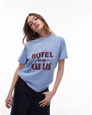 TOPSHOP Graphic Hotel Du Calais T-Shirt - Blue