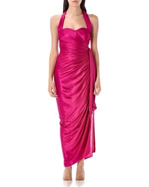Balmain Flowing Draped Long Dress - Pink