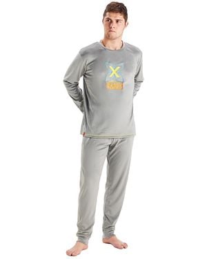 Munich Long-Sleeved Round-Neck Velvet Pyjamas Mu3 - Grey