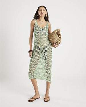 River Island Maxi Beach Dress Sleeveless Lurex - Green