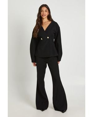 Boohoo Flare Leg Tailored Trousers - Black