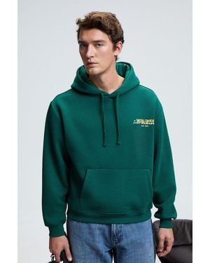 Grimelange Printed Hooded Regular Sweatshirt - Green