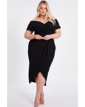 Quiz Curve Bardot Midi Dress - Black