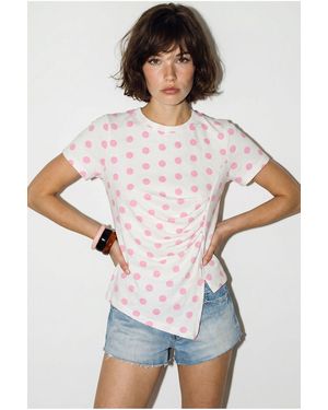 Bianco Lucci Fitted Polka Dot Crew Neck T-Shirt - White
