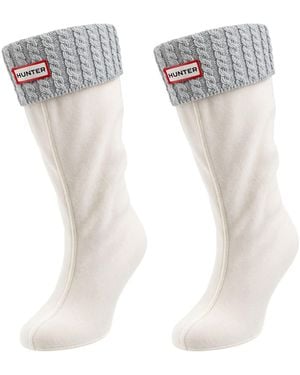 HUNTER Mini Cable Tall Boot Socks - White